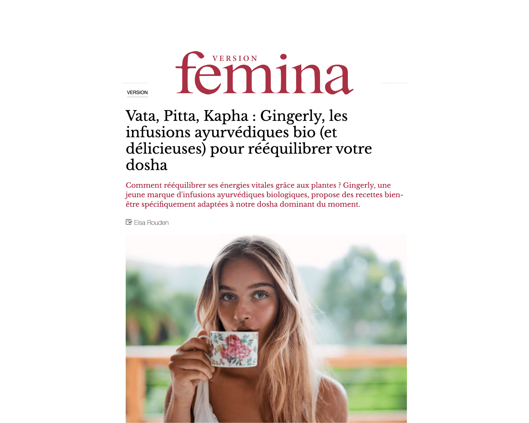 Version Femina parle des infusions Gingerly