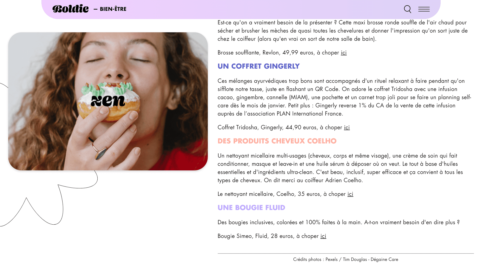 Boldie craque pour les produits Gingerly